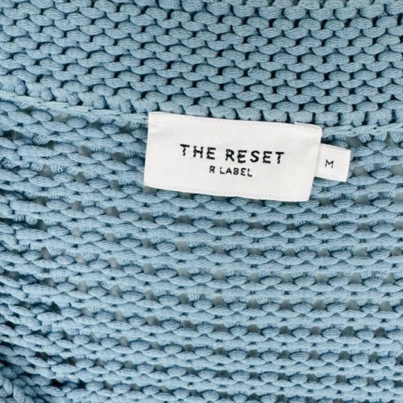 The Reset The Breezy Airy Loose Knit V-Neck Sweater in Steel Blue Size Medium - Picture 3 of 5